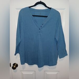 Women's Blue Button-Front Top
